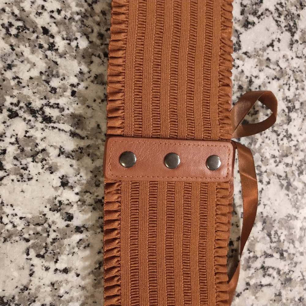 Brown Boho Corset Belt Lace Up Snaps Pirate Bohemian Cottagecore Bronze Western - Picture 6 of 6